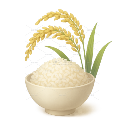 美食系列插画风米饭水稻元素（td）