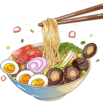 美食手绘筷子夹起面条