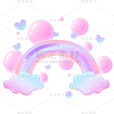气象系列梦幻彩色彩虹插画