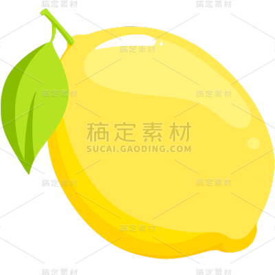 通用肌理扁平风手绘夏季果蔬黄色柠檬元素素材