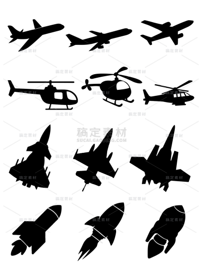 矢量飞机图形组合元素