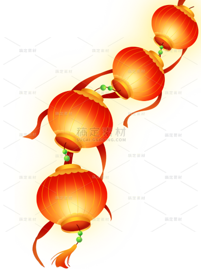 常规中国风边缘发光一串灯笼贴纸