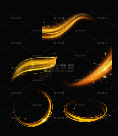 2309SC-素材组合-酷炫黄色曲线星光光效元素