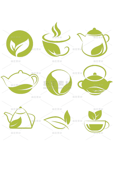 矢量茶叶绿色图标元素素材