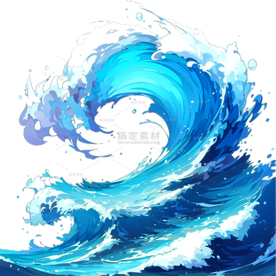 风光系列手绘风卷起的海浪浪花元素