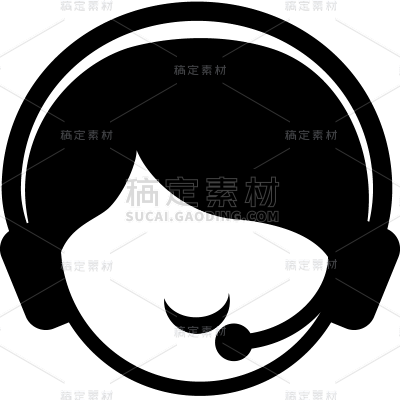 图标系列通用客服矢量图标带耳机贴纸
