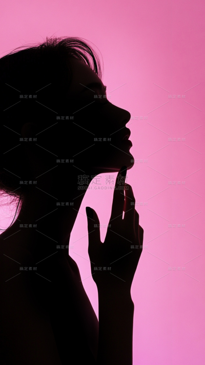 美妆系列美女侧脸剪影元素