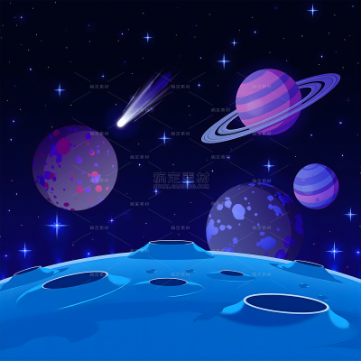宇宙系列科技感太空行星插画（td）