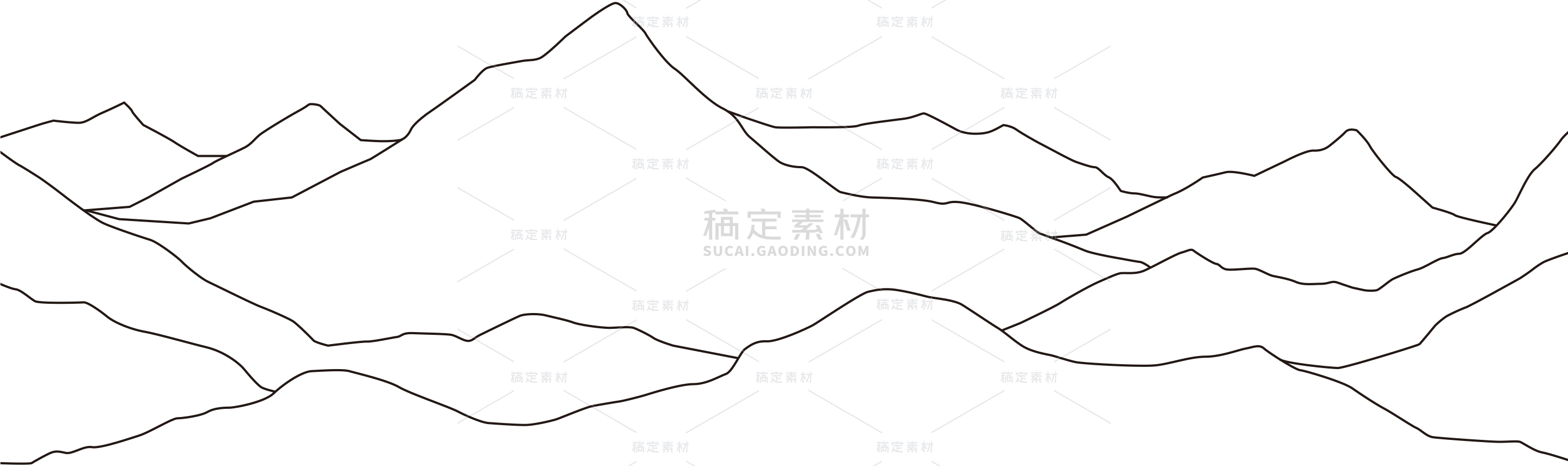 风光系列矢量黑色山脉线稿元素（td）