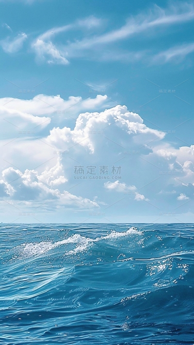 风光通用实景蓝天白云海面背景图片素材