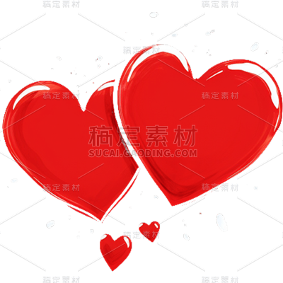 手绘风格粉红爱心静态贴纸