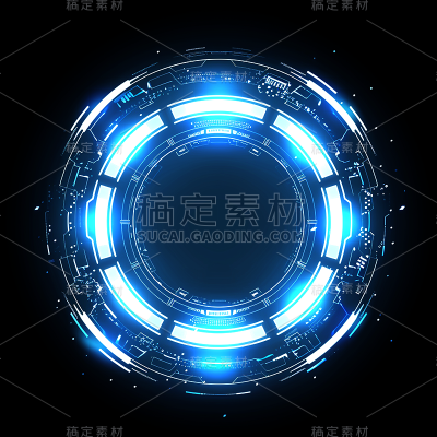 特效通用蓝色科技感光圈元素素材