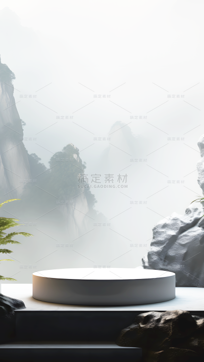 通用电商传统中国风中式自然山树场景背景