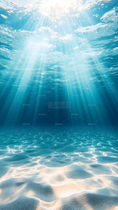 风光系列写实丁达尔光海底世界背景