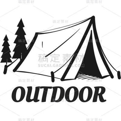 通用扁平风风光系列矢量图单色黑色帐篷logo贴纸元素素材