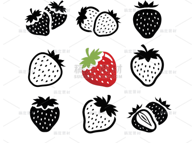 装饰系列简约草莓元素组合（td）