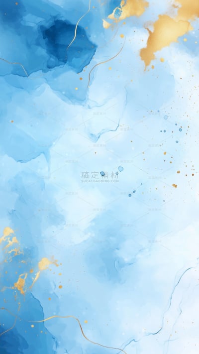 背景系列肌理感蓝色鎏金蓝色水彩晕染背景