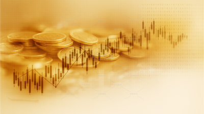 科技风系列商务风金色渐变硬币堆叠股票投资图表图片（td）