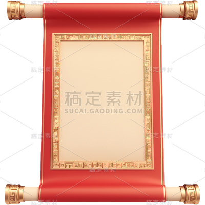 中国风通用立体卷轴元素素材