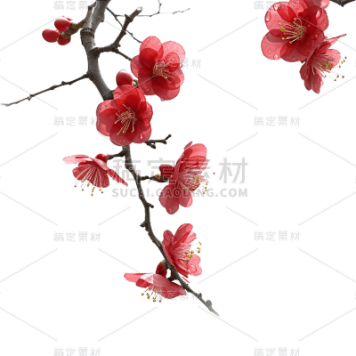实景红色梅花花朵