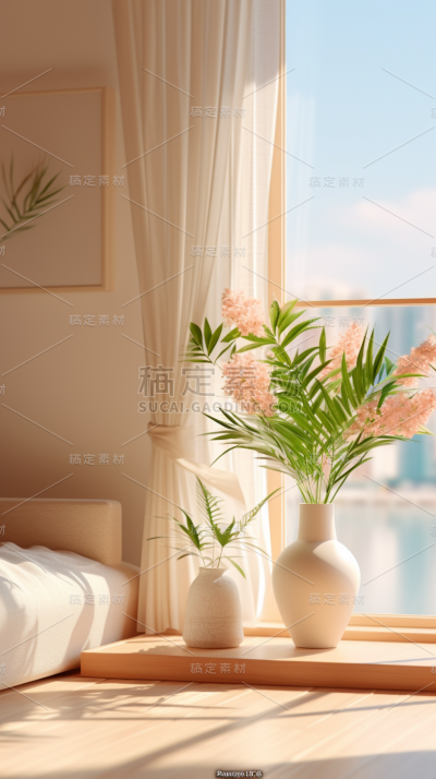 通用电商简约风清新家居室内房间场景