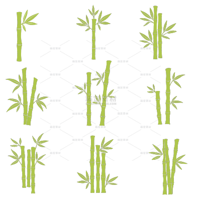 常规通用扁平竹子组合植物贴纸元素素材