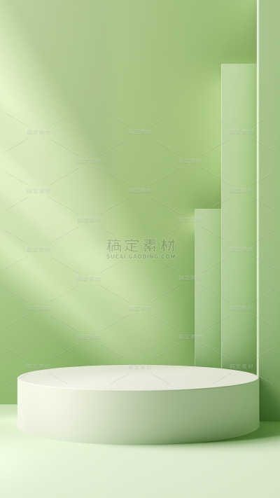 背景通用绿色简约光影感展台背景场景图片素材