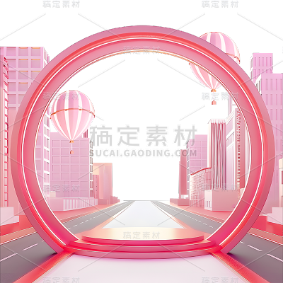 618通用促销3D城市通道AI套系元素素材