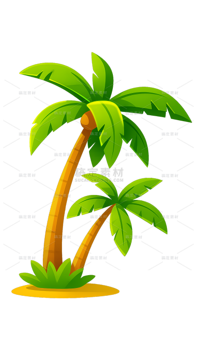 夏天扁平风椰树海浪元素