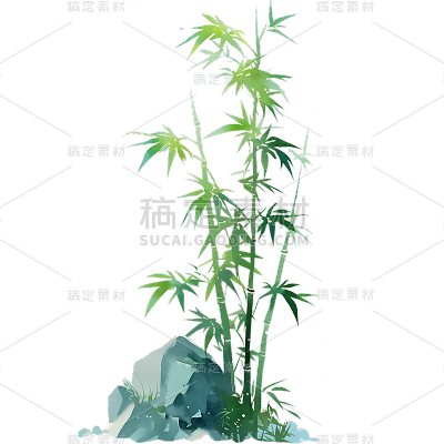 植物通用中国风插画竹子元素素材
