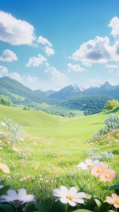 风光系列实景蓝天草地场景背景