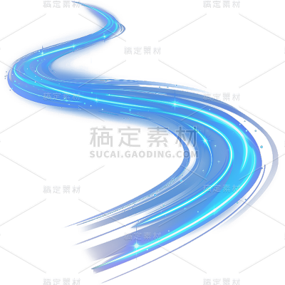 科技风系列插画-蓝色拖尾光芒通用元素素材