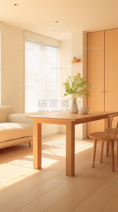 通用电商简约风原木色家居房间室内场景图片