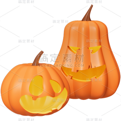 万圣节3D立体C4D南瓜元素素材