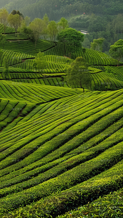 植物通用实景绿色茶园场景背景图片素材