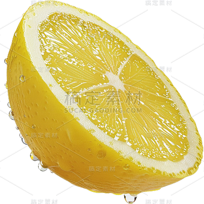 夏季果蔬通用半个柠檬切面元素素材