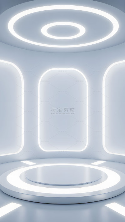 科技风系列未来感白色激光光线金属空间电商促销展台背景