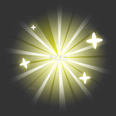 特效系列插画风黄色发散射线星星元素