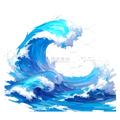 风光系列手绘风卷起的海浪浪花元素
