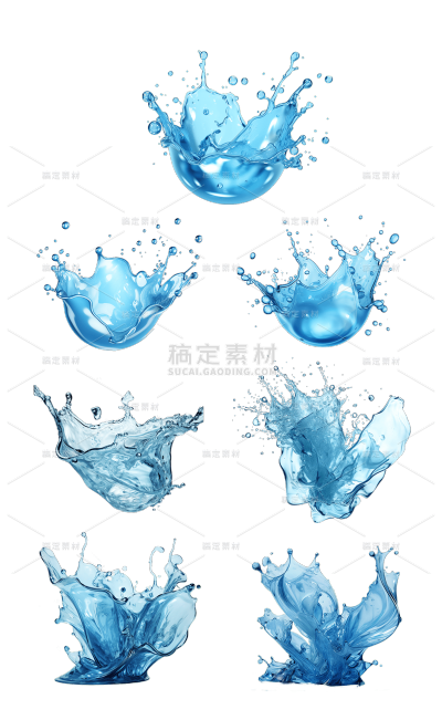 2309SC-素材组合-蓝色水花元素