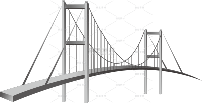 建筑系列插画风黑白桥梁城市建筑元素（td）