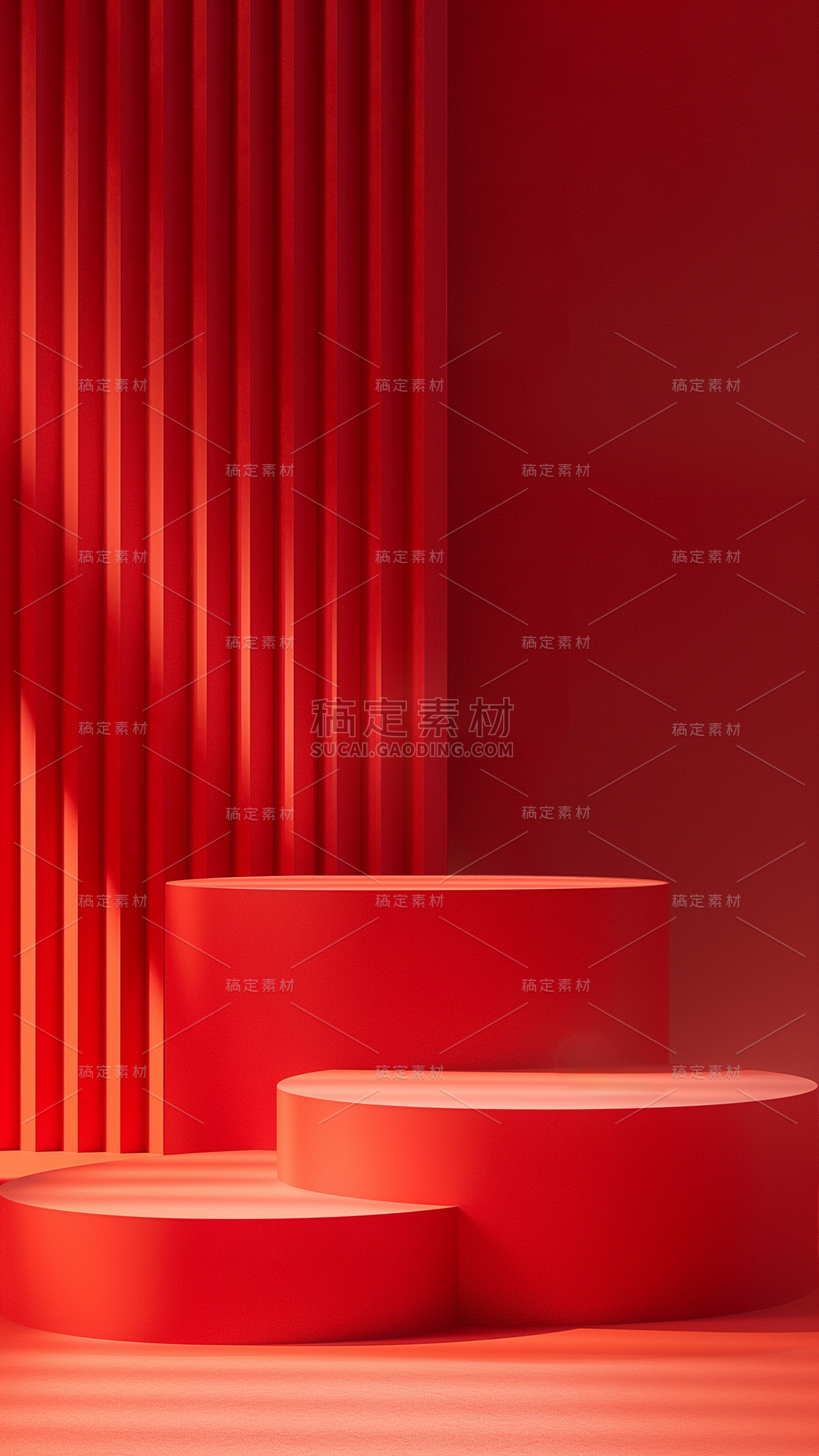 常规系列红色系立体展台通用背景素材