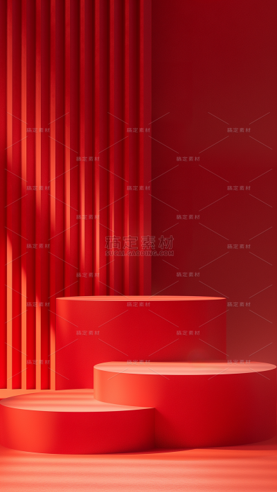 常规系列红色系立体展台通用背景素材