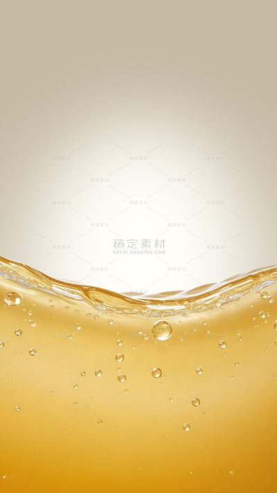 特效系列清透感黄色背景水面水体波动气泡流动背景