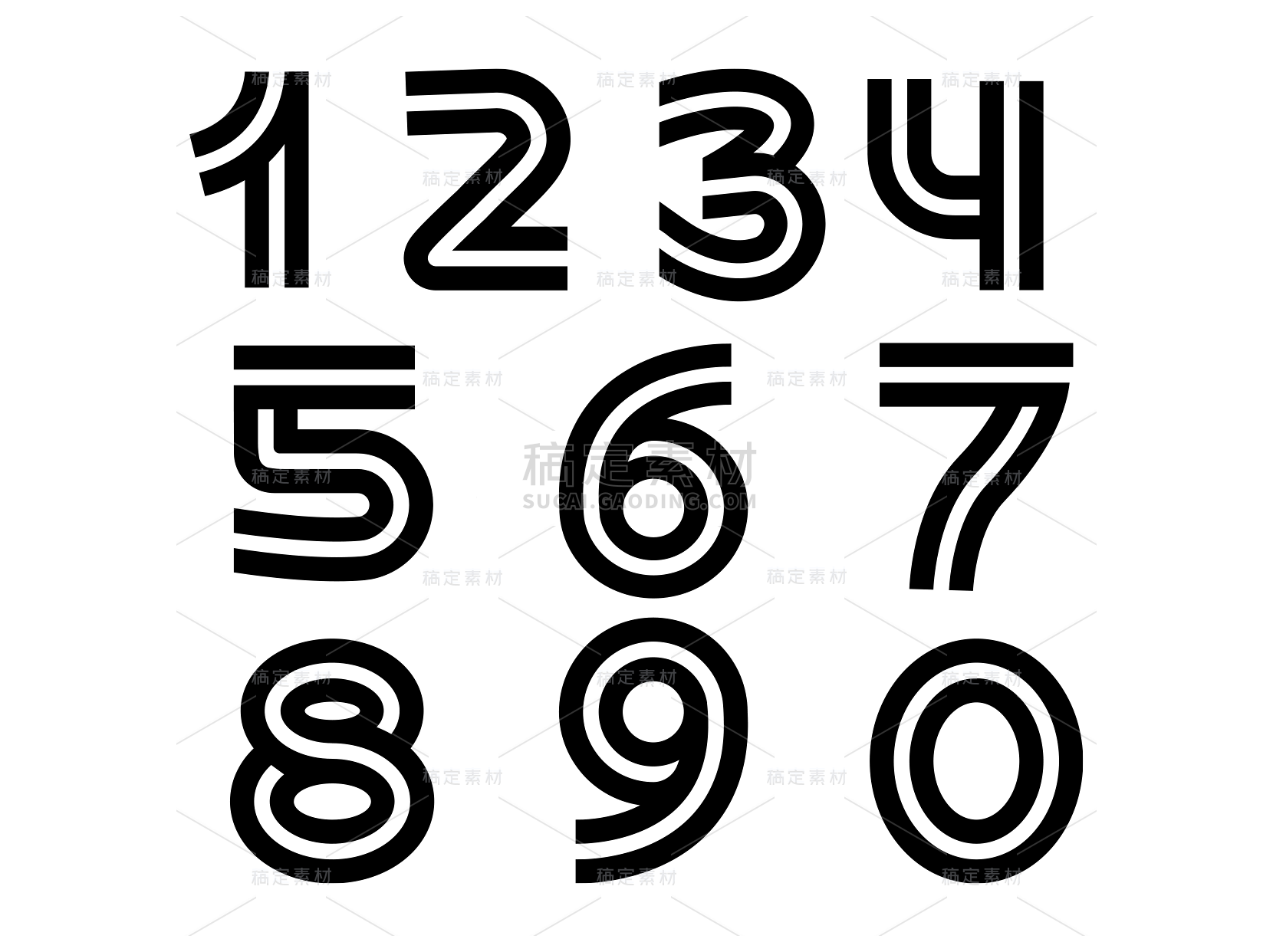 常规通用粗线条数字组合元素素材