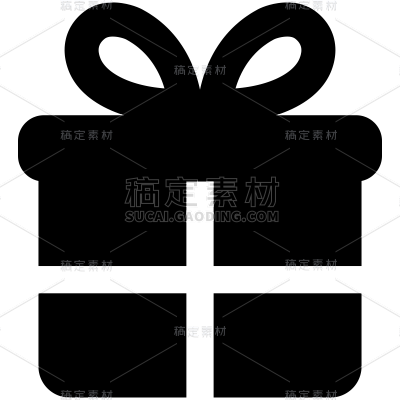 礼物盒元素简洁线条黑白贴纸