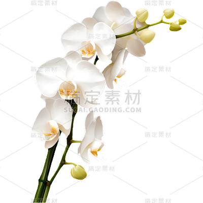 植物通用实景白色兰花花朵元素素材