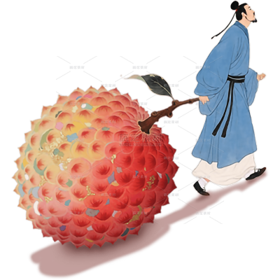 长安的荔枝国风插画贴纸