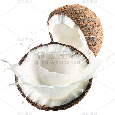 夏季果蔬系列实景多个椰子喷溅通用元素素材