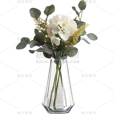 植物通用玻璃实景鲜花花瓶元素素材